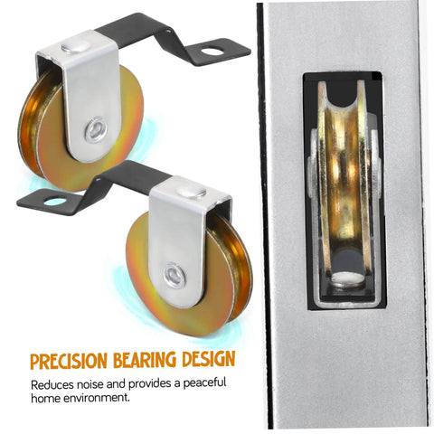 Four Pack Sliding Door Wheel Replacement Kit With Hanging Screen Rollers For Top And Bottom Tracks shown with precision bearing design