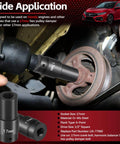 17mm Harmonic Balancer Socket For Half Inch Drive in use on Honda engine pulley, high torque impact tool, heat treated alloy steel