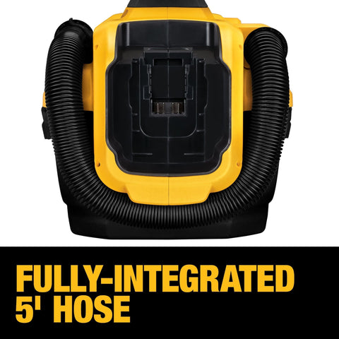 Cordless Wet Dry Vacuum Cleaner 2 Gallon Shop Vac With HEPA Filter showing fully-integrated 5-foot hose