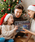Family with Santa hats gifting Hands On 283 Piece Metal Construction Kit For Builders Ages 8 To 12 With Erector Style Mechanics