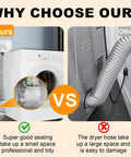 Comparison of Flexible 4 Inch Dryer Vent Hose Kit For Tight Spaces with double 90 degree elbow and standard dryer vent setup.