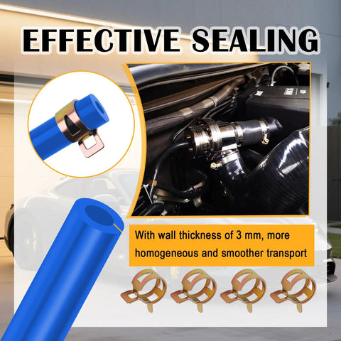 Premium 6PC 5Ft Silicone Vacuum Hose Kit With 64 Connectors And 24 Clamps For Cars Featuring Various Sizes To Fit Water Or Air Lines Perfect For DIY Auto Mods And Racing Fixes