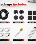 Package contents for 6 Pass Ultra Cool Tube and Fin Transmission Cooler, including hose, clips, pads, adapt adapter, hose clamps