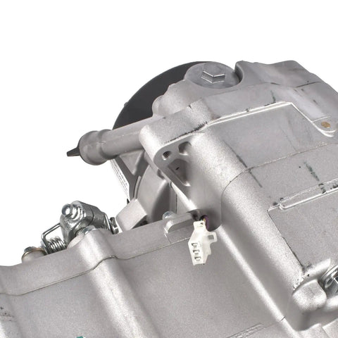 Heavy Duty 180cc GY6 Engine Motor With Build In Reverse And Electric Kick Start For Scooter Bike Restoration High Torque Oil Air Cooled Horizontal Design Short Case Reliability close-up view of engine components.