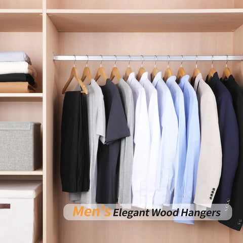 20 Pack Solid Wood Suit Hangers With Contoured Design To Keep Your Heavy Coats And Jackets In Perfect Shape Natural Finish Closet Game Changer That Makes Organizing Your Fit A Breeze And Keeps Your Wardrobe Looking Immaculate