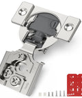 60 Pack Overlay Soft Close Cabinet Hinges showing adjustable damper and installation template for easy kitchen refresh.