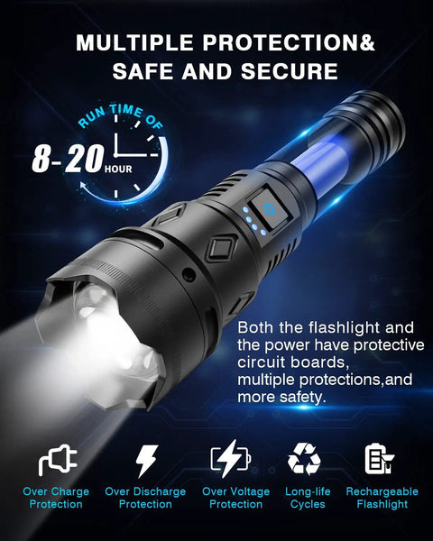 Beast Mode Bright Rechargeable Flashlight Two Point Five Million Lumens Waterproof Tactical LED Handheld shining beam