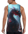 Men S Mechanical Dragon Graphic Tank Top Hella Lightweight Quick Dry Athletic Sleeveless Muscle Shirt back view with dragon design.