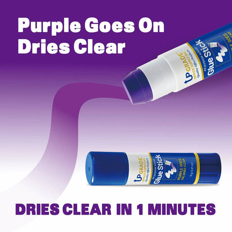 12 Count 6g Glue Sticks, Purple Goes On Then Dries Clear, All Purpose Adhesive For Paper, Photos, Posters, Notes, And Projects