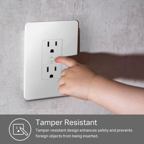 In Wall Smart Outlet With WiFi Control For Two Devices, No Hub Needed, Works With Alexa And Google Home, ETL Certified, child touching outlet