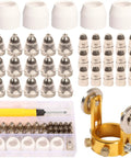 Pro Grade P80 Plasma Cutter Consumables Bundle With 80Amp Torch Electrodes And 1.5mm Nozzles Tips Kit For CUT-70 And CUT-80 45-Piece Replacement Set