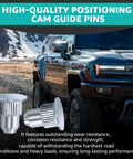 15 Pcs Camber Alignment Pin Set For Chevy Silverado Tahoe Suburban Avalanche Yukon Escalade GMC Sierra Savana Hummer H2 H3 Cam Guide Pins Replacement Kit with pins close-up and vehicle in background
