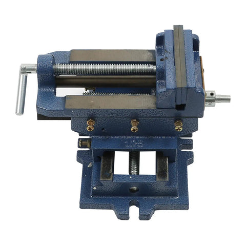 Cross Slide Vise Drill 5 Inch 2 Way XY Heavy Duty Clamp for Metal Milling and Drilling Machines Blue Precision Workholding Vise With Dual Handles for Accurate X and Y Axis Movement and Secure Clamp, blue cast iron drill vise