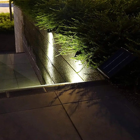 4-Spotlight Mini Solar Powered LED Spotlight Kit For Outdoors With Warm White Light, Black Finish, Durable 8W Monocrystalline Panel, Long-Lasting Battery, Easy Mount Landscape Downlights For Garden, Yard, Path And Patio