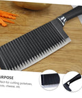 Solustre wavy chopper knife crinkle slicer with stainless steel blade and black handle
