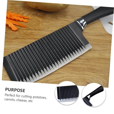 Solustre wavy chopper knife crinkle slicer with stainless steel blade and black handle