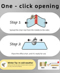 Steps to unfold Foldable 36 By 48 Inch Chair Mat For Carpeted Floors with winter tip for easy setup in cold weather.
