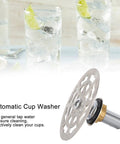 Slick Automatic Glass Rinser Head Powered By Standard Faucet Pressure For Quick Hands Free Cup Cleaning Heavy Duty Sink Attachment with cup washer.