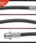 Front Brake Hydraulic Hose Set For Lexus GX460 GX470 Toyota 4Runner And FJ Cruiser Front Left And Front Right Driver And Passenger Side Pack Of 2 Direct Fit Replacement 9094702D35 displayed in close-up showing hose details.