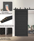 Bypass Sliding Barn Door Wave Pattern 72x84 With 5ft Hardware Kit Included Two Sets Of 36x84 Black Pre Drilled Panels Easy To Install for Bedroom Living Room Dope Modern Farmhouse Style.