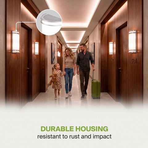 Kick Your Lighting Game Up Today With This Sleek Indoor LED Wall Sconce Sporting Brushed Nickel Finish And Adjustable 3000K 4000K 5000K Temps Plus Zero Hassle Mount And A Smooth Rust Proof Glow Built For Everyday Chill, shown in a modern hallway with family.