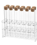 Twelve 30ml Glass Test Tubes With Cork Stopper, 20x150mm Storage Tubes With Cap, Twelve Hole Acrylic Rack, Plant Propagation Vase, Lab Experiment Kit