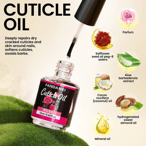 Must Have Pro Grade Gel Nail Polish Remover Tools Kit cuticle oil bottle and dropper with rose fragrance, 12ml size