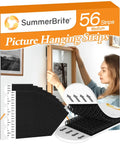 Heavy Duty Picture Hanging Strips Set With 56 Strips For Damage Free Walls package showing hanging use