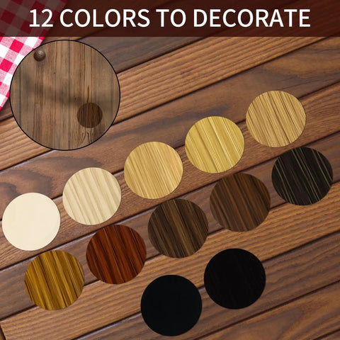 648 Piece Screw Hole Cover Sticker Set In 12 Colors, Adhesive PVC Caps For Wood Screws, showing close-up of colorful stickers