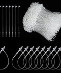 One Thousand Clear Three Inch Plastic Hang Tag Fasteners With Snap Lock Closure Secure Retail Clothing Label Pins. Clear plastic fasteners.