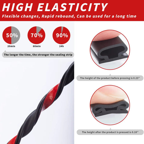 40 Feet Rubber Weather Stripping Door Seal Strip Self Adhesive D Shape Door Weather Stripping For Door Frame Insulation