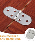 Beefy Stainless Steel Folding Table Hinges 2 Pack Heavy Duty Rust Resistant Easy Install Flat Hinge mounted on wooden surface.