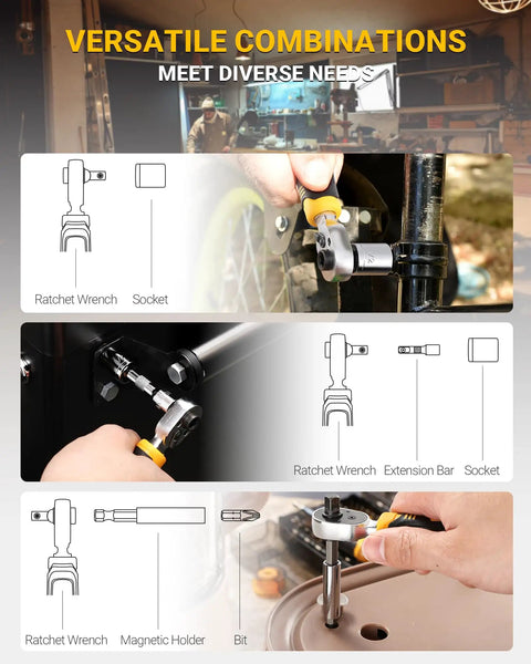 Using the 78 PCS Precision Screwdriver Set All In One With Socket Bits And Ratcheting Wrench in various repair tasks.