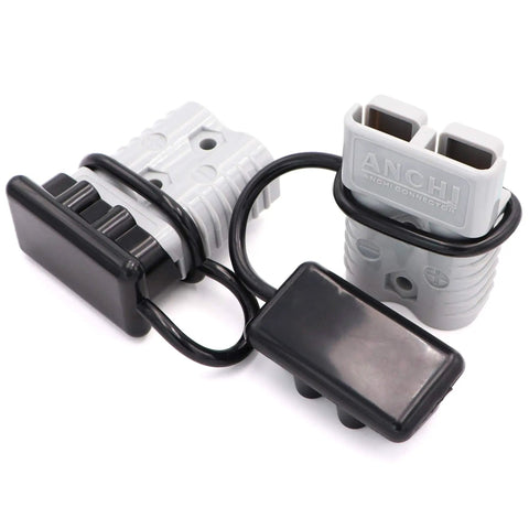 Heavy Duty 175A 600V Battery Connector Quick Disconnect For AWG 1/0 To 2 Gauge, gray modular connectors with black casings