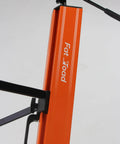 Fat Toad Column Dj Keyboard Stand Two Tier Mic Boom Adapter Sliding Tower For Digital Turntable Audio Gear Synthesizer detail of orange aluminum frame with handle