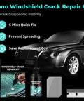 All Purpose Windshield Crack Repair Kit With 5 Minute Quick Glass Liquid For Windshields And Mirrors All Crack Types 0.68 Fl Oz Upgraded 2026 Version Long Lasting Durable Chip Repair with components and car in background.