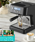 Top Shelf Espresso Machine Featuring A Bright Lcd Screen And Heavy Duty Steam Wand For Pulling Silky Shot Perfection and Rich Houseblend Favorites Whenever You Wanna Sip on a kitchen countertop.