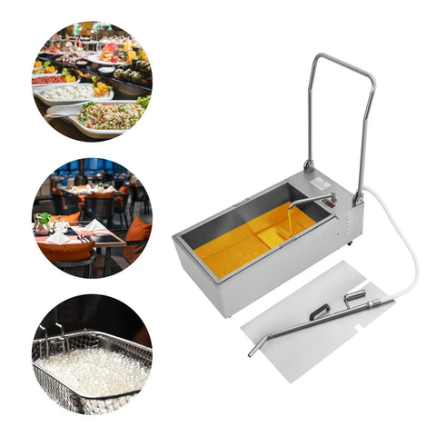 Heavy Duty Mobile Fryer Filter Machine 370W With 55L Cart For Restaurants And Stores, stainless steel oil filtration system with tank.
