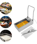 Kick Your Restaurant Game With This Commercial Mobile Fryer Oil Filter Truck Featuring A 14 Point 5 Gallon Stainless Steel Cart, showing oil filtration process.