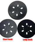 Snap-On 6 Inch Orbital Sander Replacement Pad Set Two Pack showing short and long hook pads for effective sandpaper adhesion.