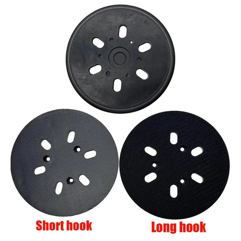 Snap-On 6 Inch Orbital Sander Replacement Pad Set Two Pack showing short and long hook pads for effective sandpaper adhesion.