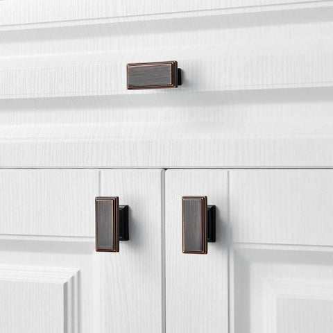 Built Tough Rectangular Cabinet Knobs Ten Pack Oil Rubbed Bronze Finish Heavy Duty Solid Metal Drawer Pulls For Kitchen Cabinets And Custom Storage Shelves