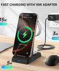 3 In 1 Fast Wireless Charging Station For iPhone 17 16e 16 15 14 13 12 11 X Pro Max Apple Watch And AirPods Pro 4 3 2 Compact Desk Or Nightstand Charging Hub with phone charging display