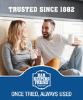 Two people sitting on a kitchen floor holding mugs, with text 'Trusted Since 1882' and 'Bar Keepers Friend' logo visible.