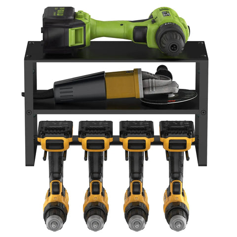 Built Tough 3 Tier Garage Tool Organizer Rack For Drills And Hand Tools Carbon Steel Wall Mount Shelf Space Saving Power Tool Storage System USA Designed Garage Storage Solution holding drills and grinders