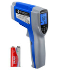 Non Contact Infrared Thermometer With Dual Laser For Objects, Adjustable Emissivity, 12 To 1 Distance To Spot, Measures -50C To 550C (58F To 1022F), Standard Size, Blue And Gray, Not For Human Use, Quick Read For Home DIY Or Shop with 9V battery