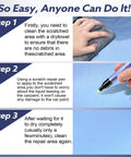 Steps showing use of Car Scratch Repair Pen All Colors Universal Quick Fix For Scratches Swirl Marks And Scuffs Easy DIY Paint Restoration Kit