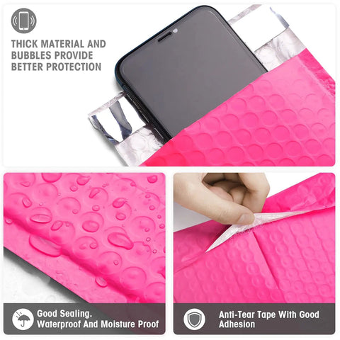 Hot Pink Bubble Mailers 4x8 Inch Pack Of 50 Waterproof Padded Envelopes Self Seal Adhesive Bubble Mailers For Small Business Shipping Jewelry Cards And Small Items