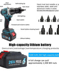 Heavy Duty Cordless Rivet Nut Gun Set With Dual 26V 5200mAh Batteries and Smart Auto Setup for M3 to M12 fasteners on steel surfaces.