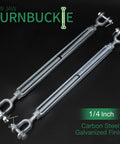 Heavy Duty One Half Inch Jaw Jaw Turnbuckle Galvanized For Wire Rope Cable Marine Grade Closed Body Two Pack